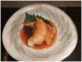 海老の天ぷら梅肉ソース